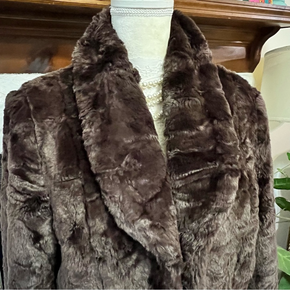 Style & Company Faux Fur Teddy Bear Jacket Chocolate Brown Women’s Size M - Picture 4 of 11